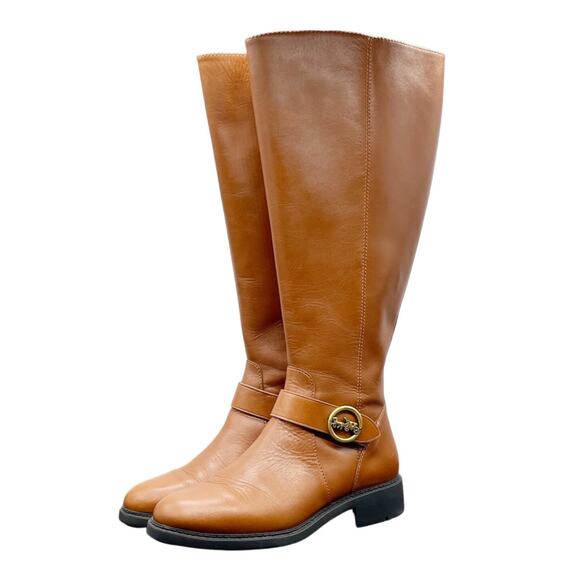 Coach Women's Rory II Saddle Leather Zip Knee Boots Size 5.5 C - Picture 1 of 15